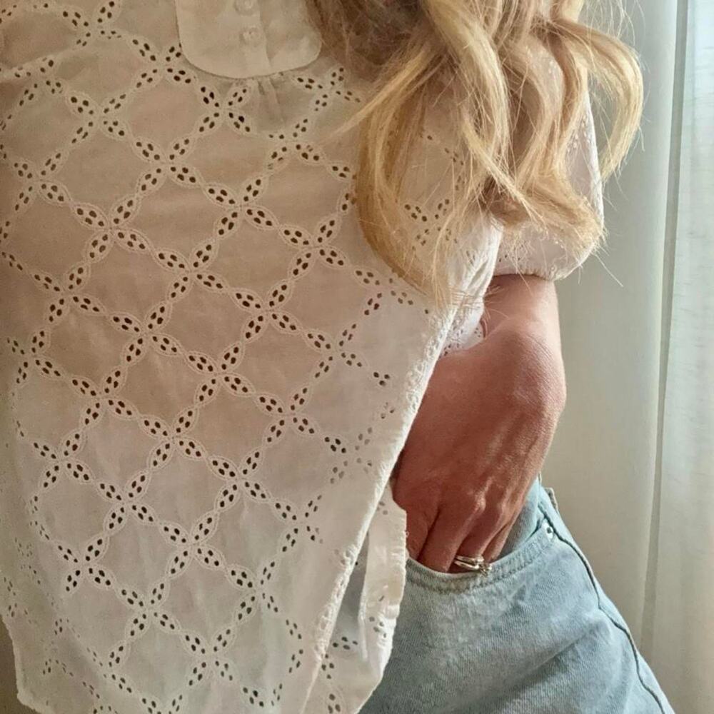 White eyelet blouse by loft - Picture 3 of 6